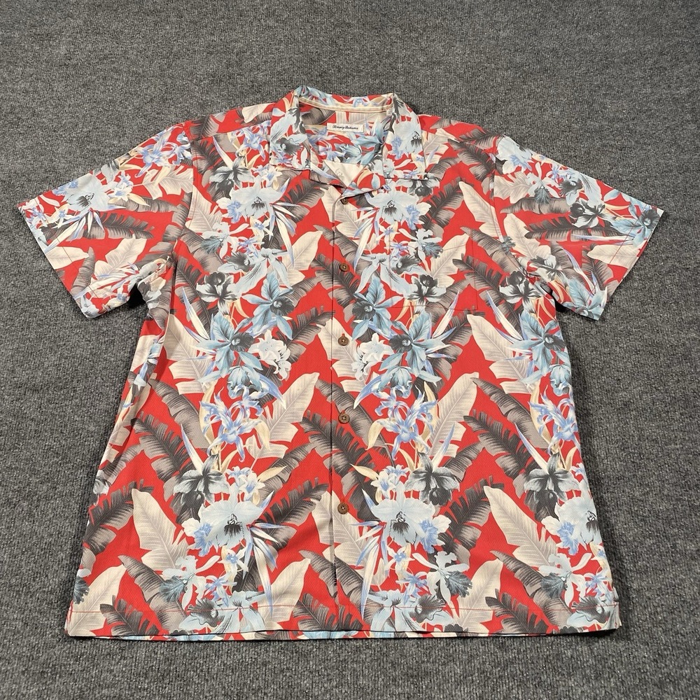 Tommy Bahama Da Vinci Vines Pomodoro Hawaiian Silk Loop Collar Shirt Mens XL - Picture 3 of 9